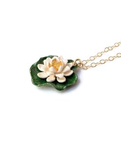 White Water Lily Pad Necklace
